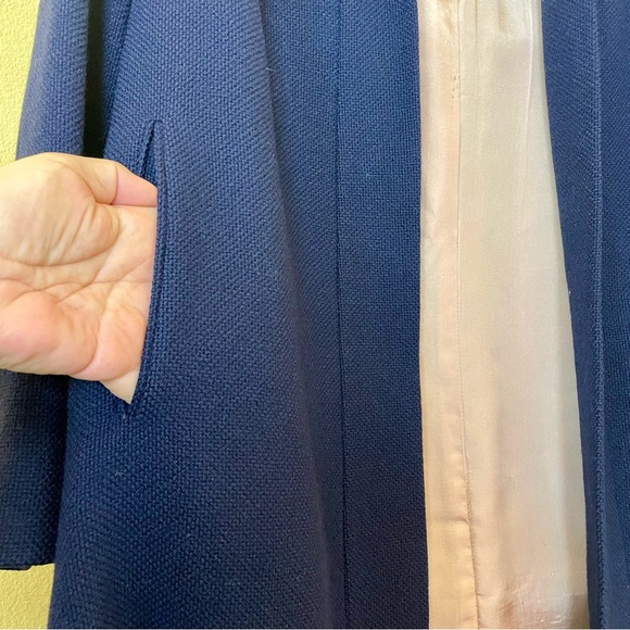 Vintage Rothmoor Coat Navy Blue Wool 40s Union Made A Line Pockets Jewel Accents - Picture 5 of 16